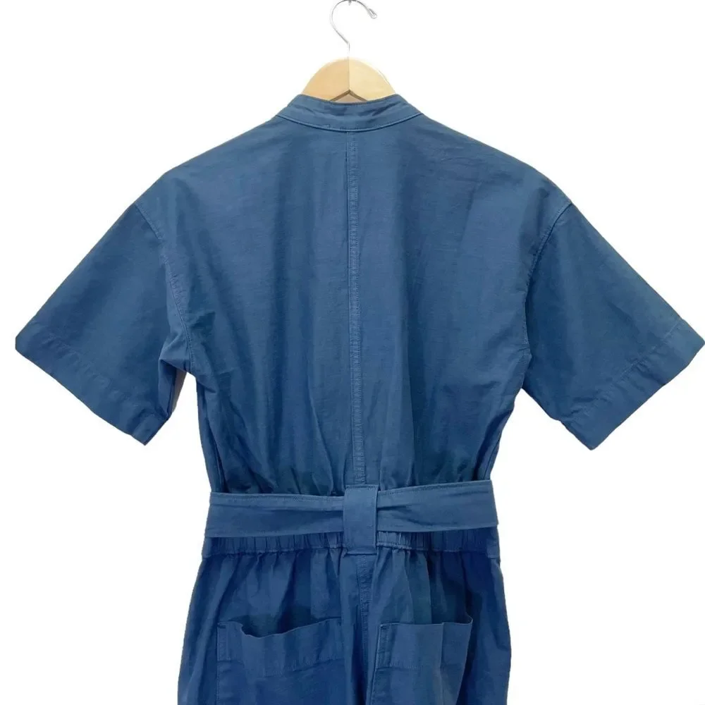 Everlane The Fatigue Short-Sleeve Jumpsuit Boiler Suit Slate Blue Size 0 | XS